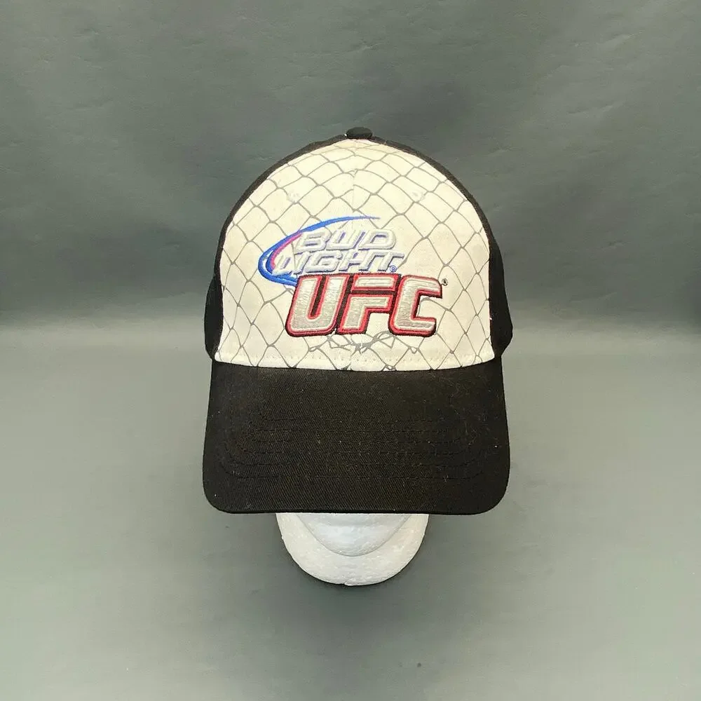 Bud Light UFC Promotional Hat Black White Cage Octagon Mesh Back Cap OSFM